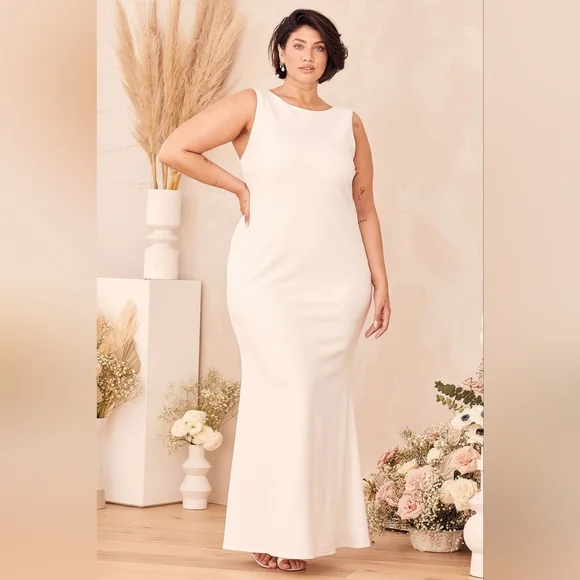 Love In Your Eyes Ivory Knotted Mermaid Maxi Dress - Picture 8 of 9